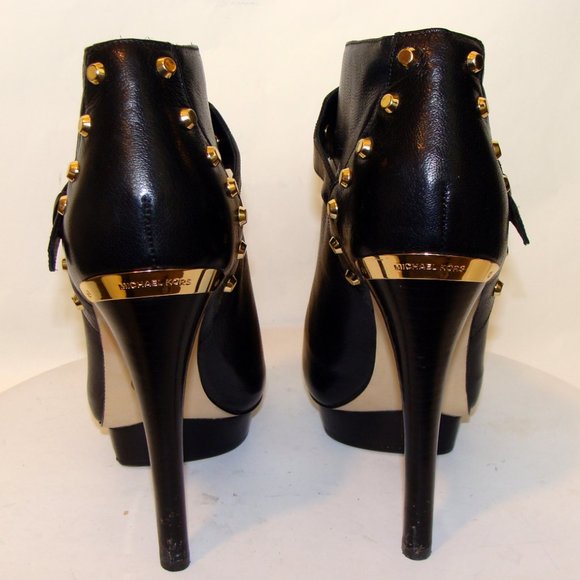 MICHAEL KORS BLACK LEATHER PEEP TOE BOOTIES 9.5 - Picture 5 of 8